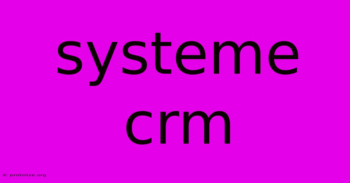 Systeme Crm Systeme Crm