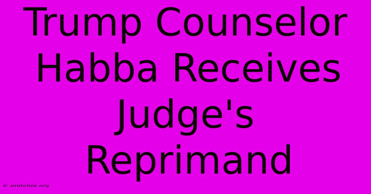 Trump Counselor Habba Receives Judge's Reprimand