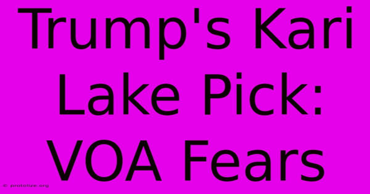Trump's Kari Lake Pick: VOA Fears Trump's Kari Lake Pick: VOA Fears