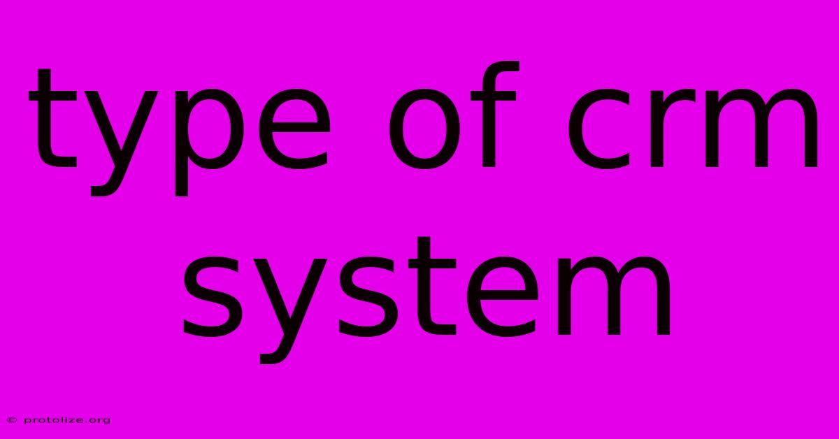 Type Of Crm System Type Of Crm System