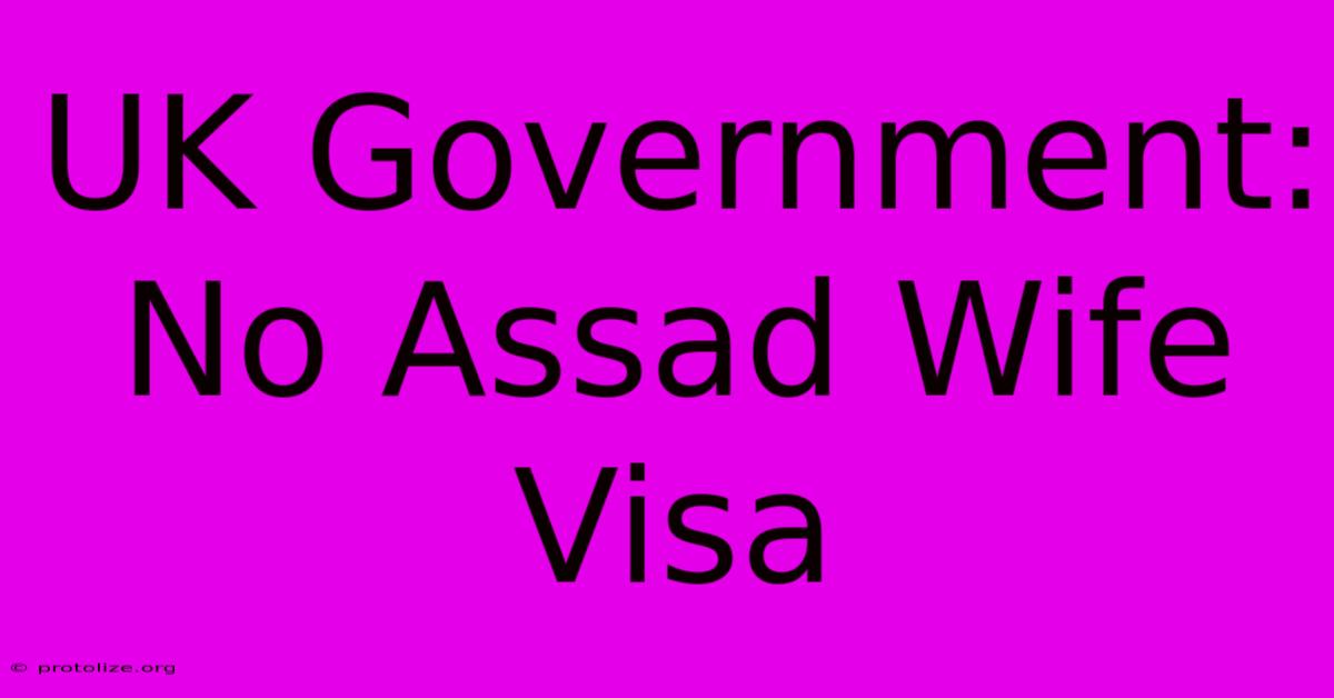 UK Government: No Assad Wife Visa