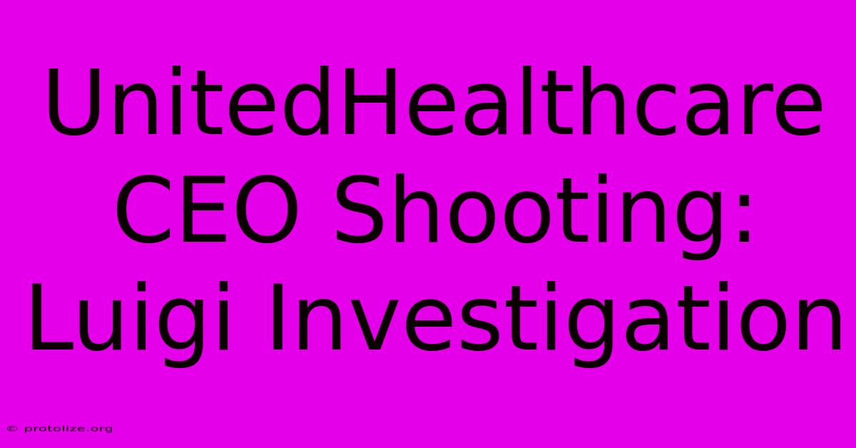 UnitedHealthcare CEO Shooting: Luigi Investigation