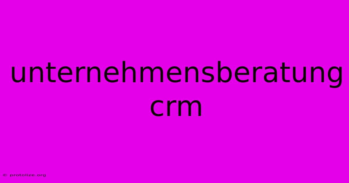 Unternehmensberatung Crm Unternehmensberatung Crm