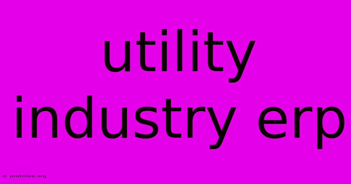 Utility Industry Erp Utility Industry Erp