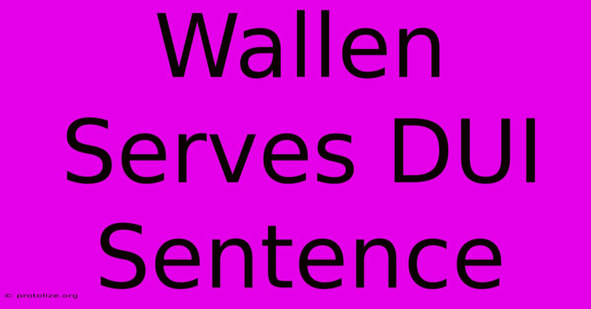 Wallen Serves DUI Sentence Wallen Serves DUI Sentence