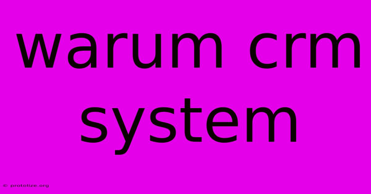 Warum Crm System Warum Crm System