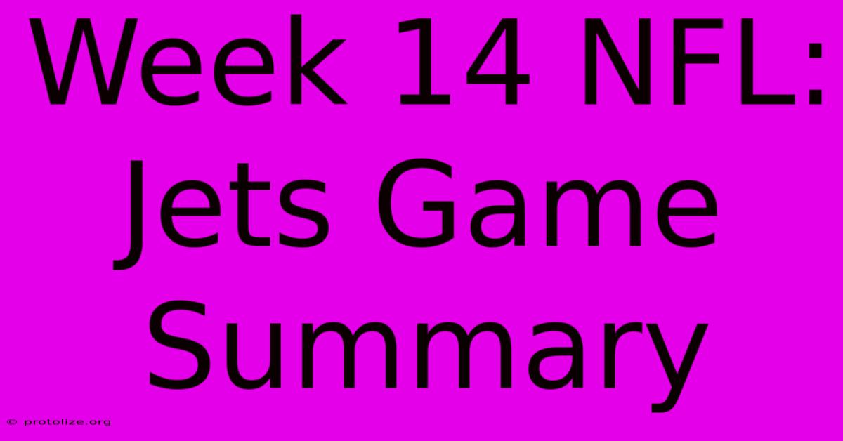 Week 14 NFL: Jets Game Summary Week 14 NFL: Jets Game Summary
