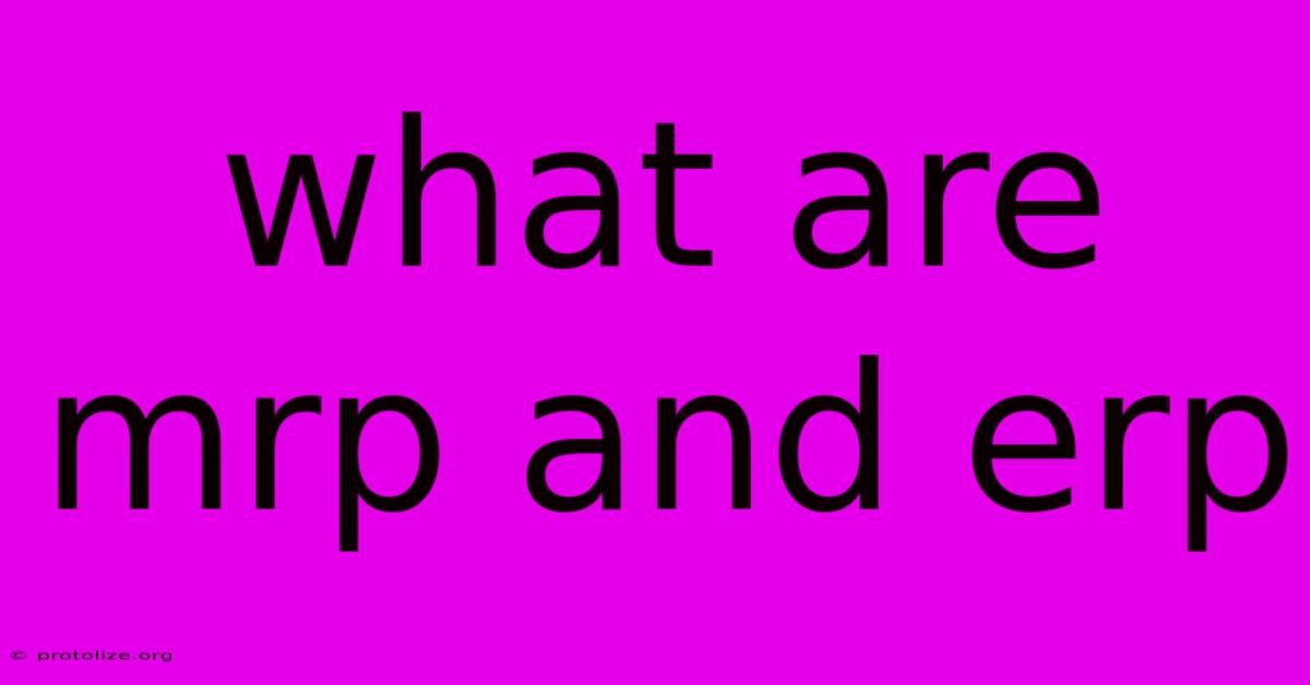 What Are Mrp And Erp What Are Mrp And Erp