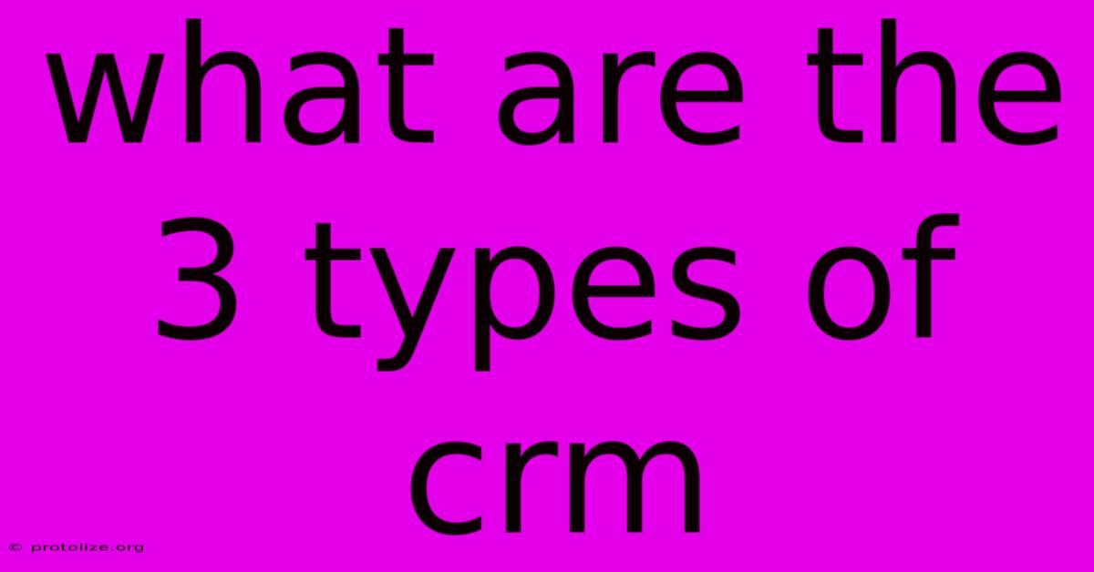 What Are The 3 Types Of Crm