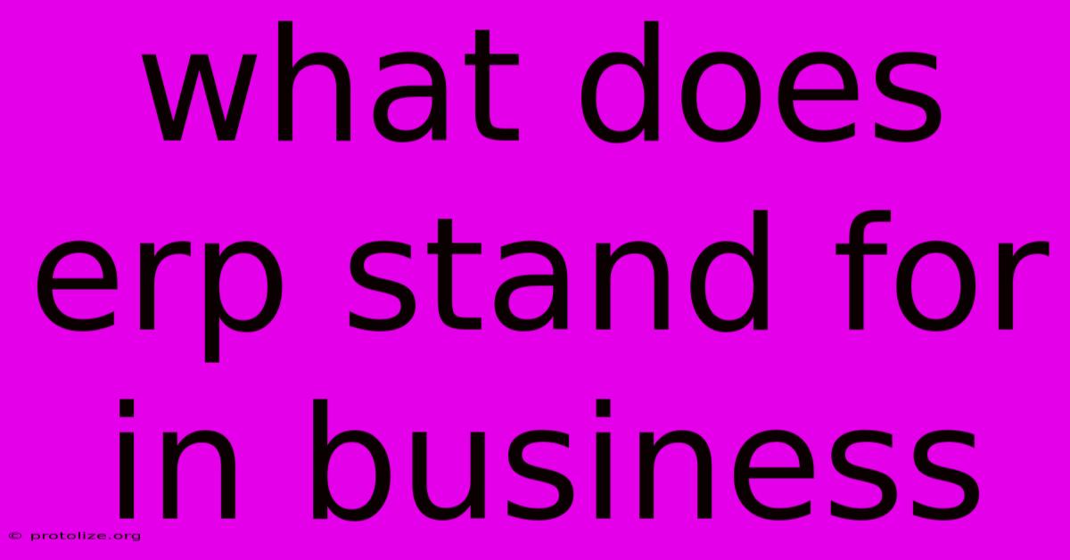 What Does Erp Stand For In Business
