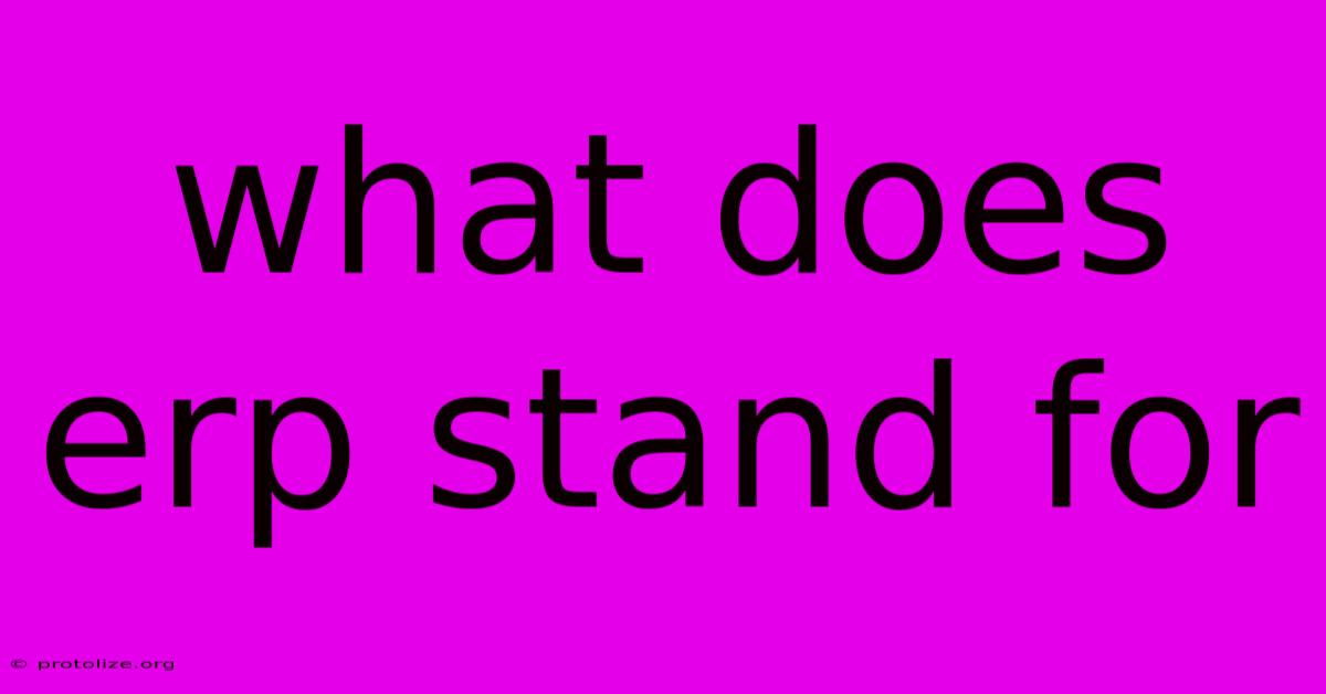 What Does Erp Stand For