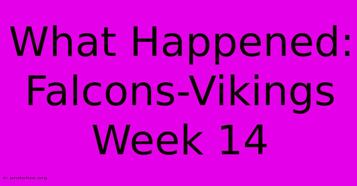 What Happened: Falcons-Vikings Week 14 What Happened: Falcons-Vikings Week 14