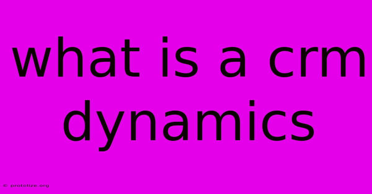 What Is A Crm Dynamics