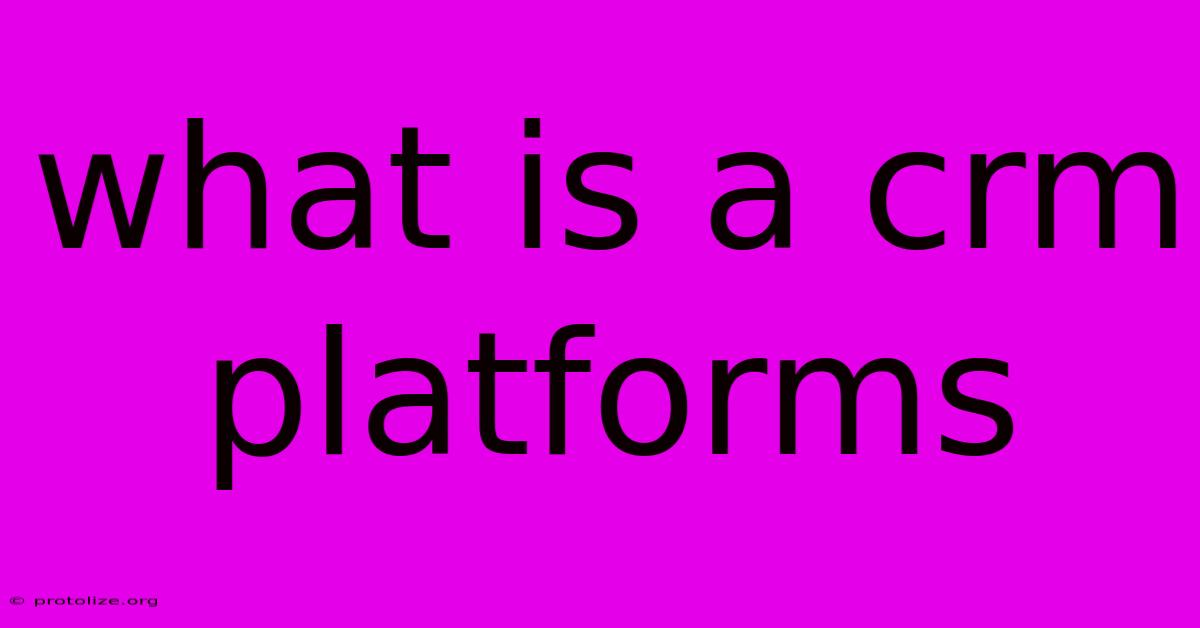 What Is A Crm Platforms What Is A Crm Platforms