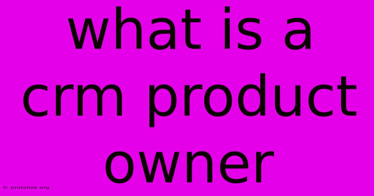 What Is A Crm Product Owner