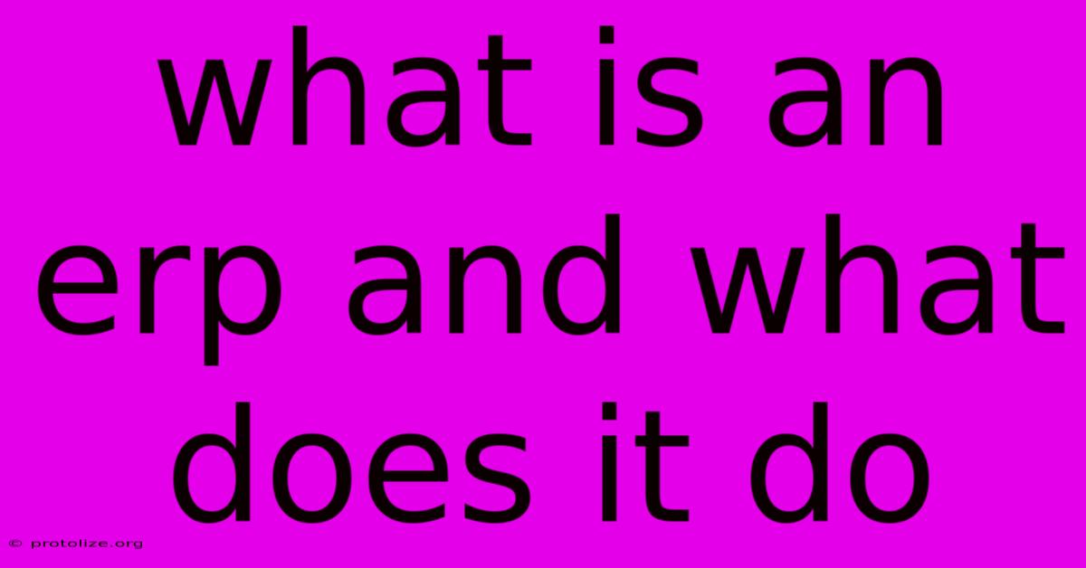 What Is An Erp And What Does It Do