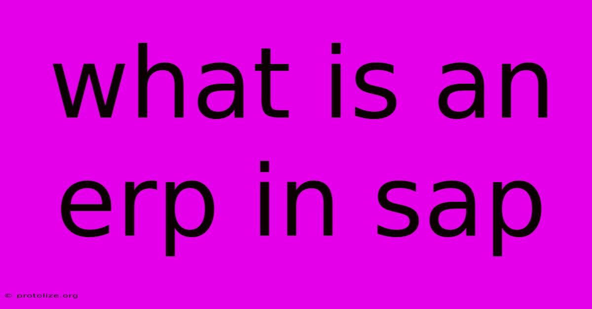 What Is An Erp In Sap