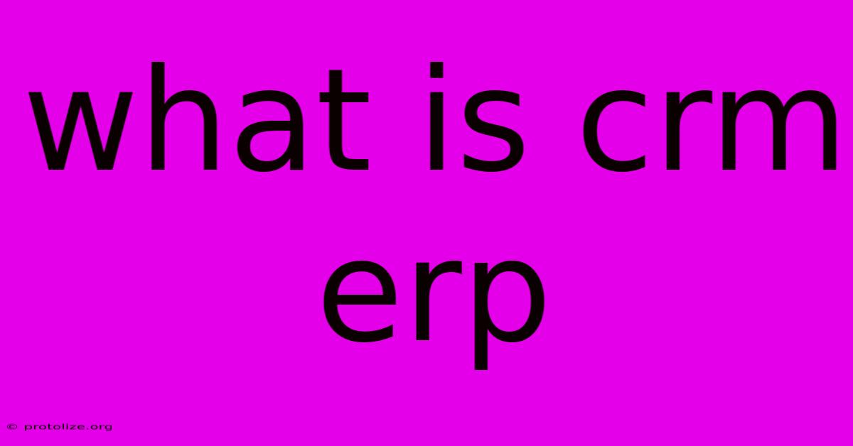 What Is Crm Erp What Is Crm Erp
