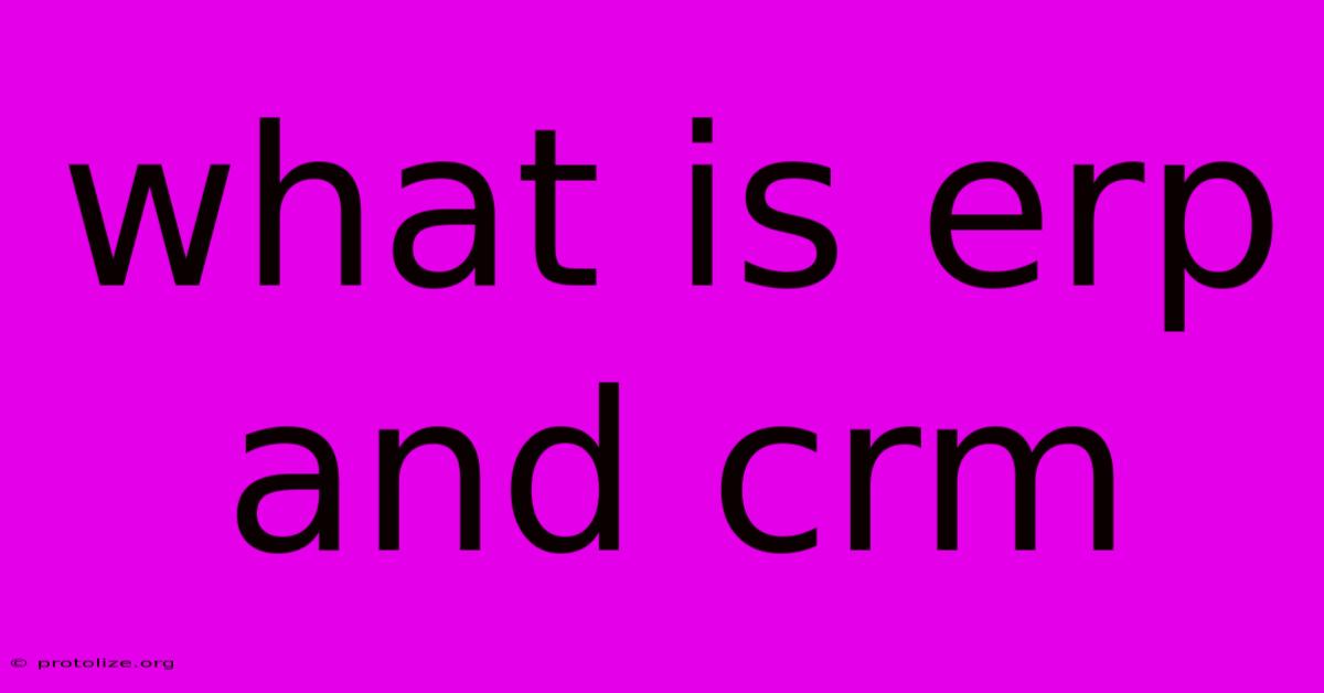 What Is Erp And Crm
