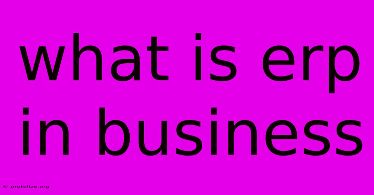 What Is Erp In Business