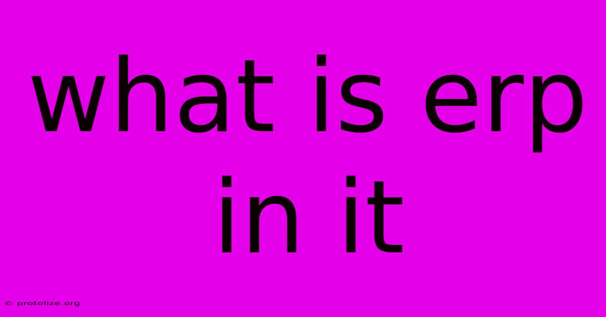 What Is Erp In It