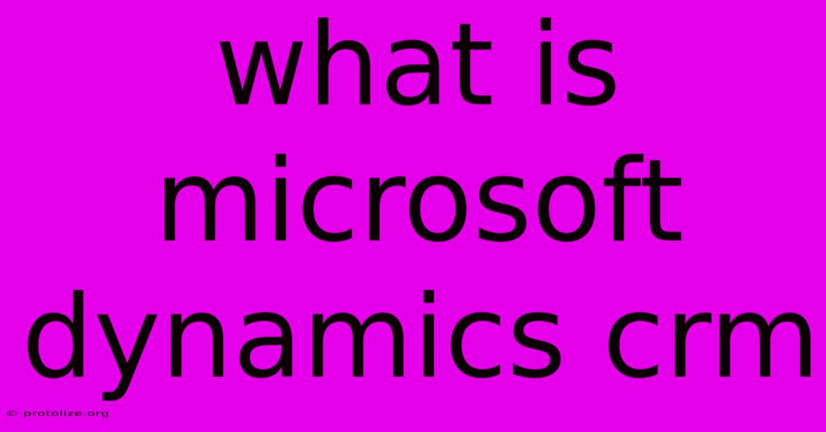 What Is Microsoft Dynamics Crm