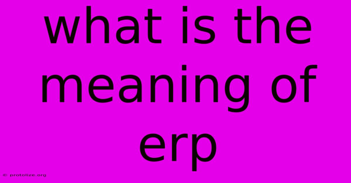 What Is The Meaning Of Erp