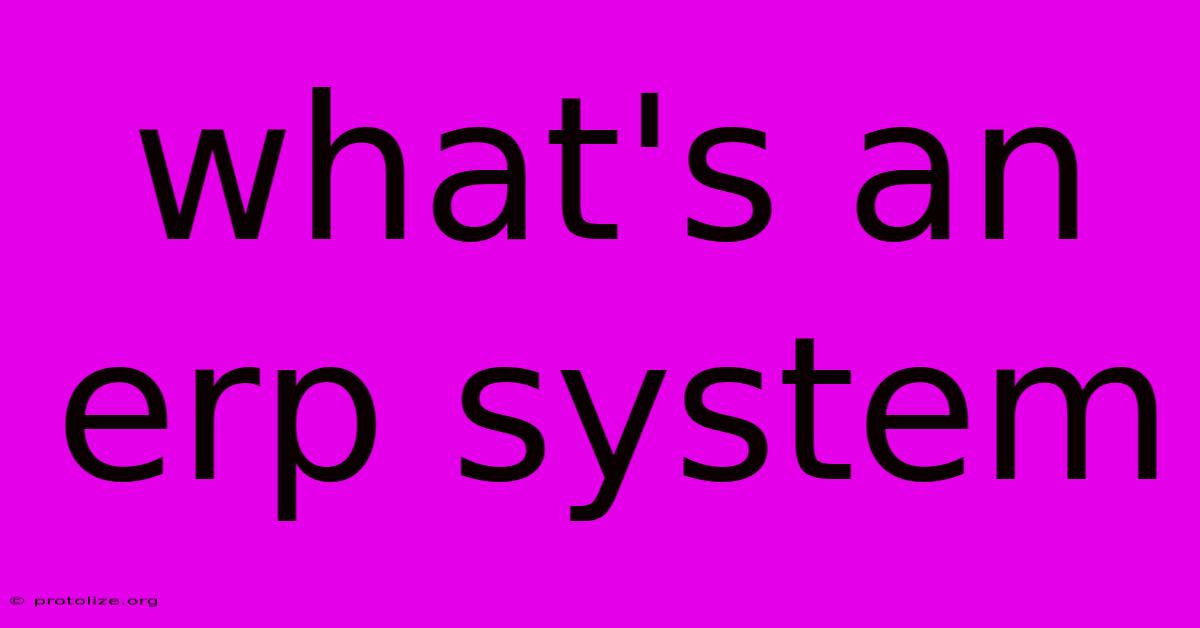 What's An Erp System What's An Erp System