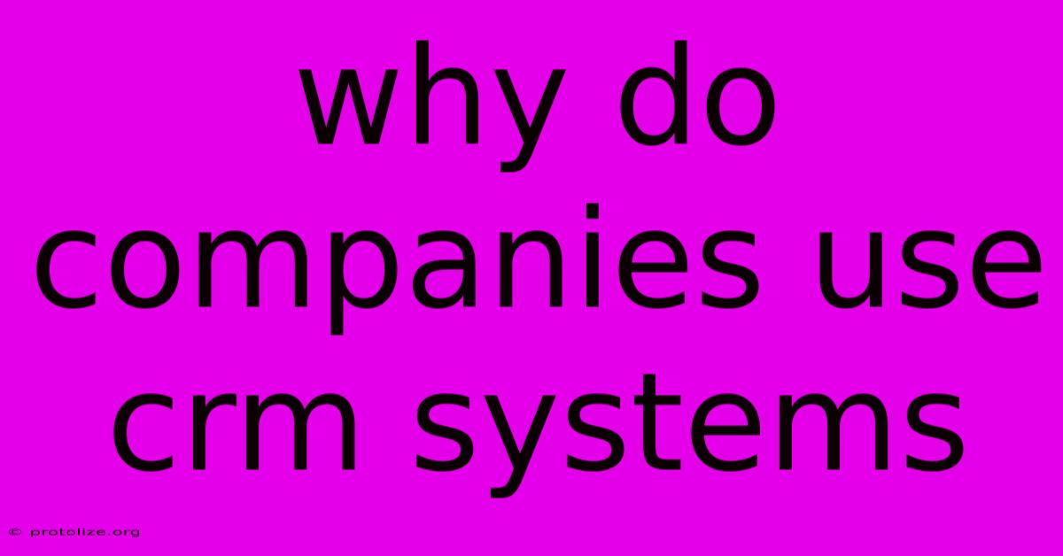 Why Do Companies Use Crm Systems