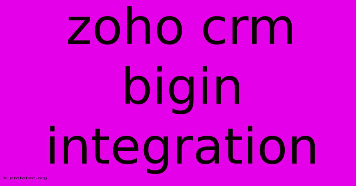 Zoho Crm Bigin Integration