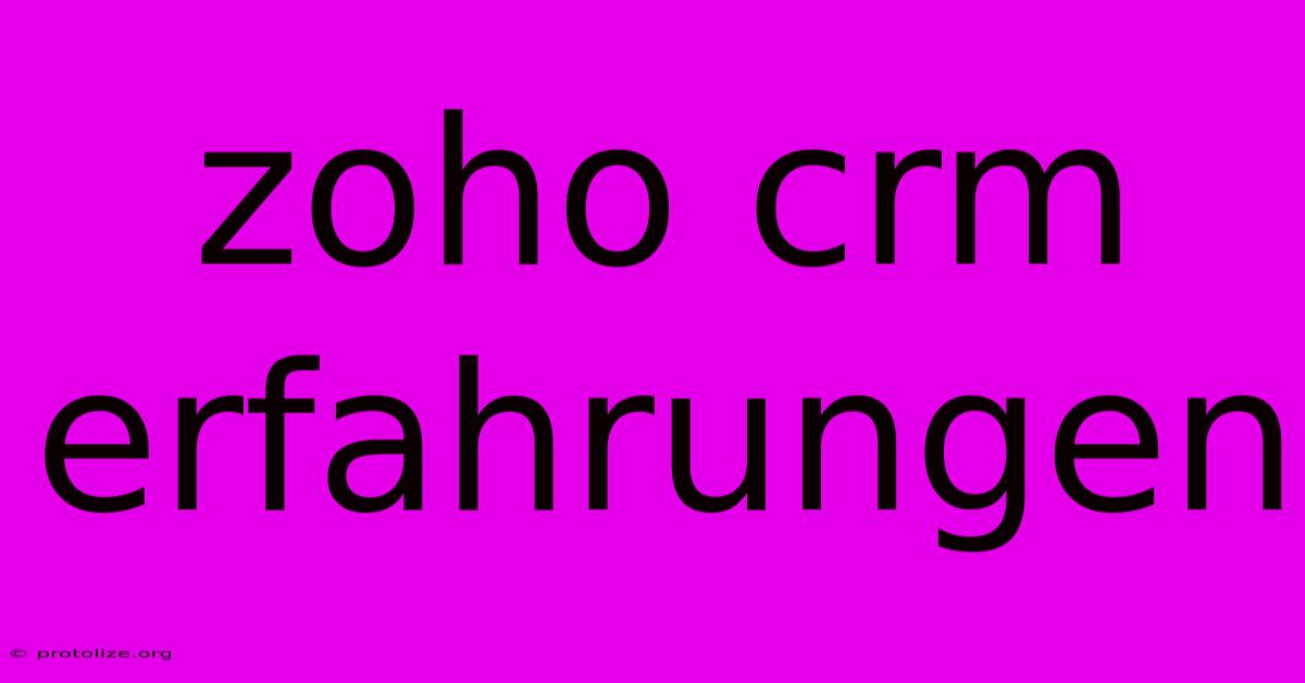 Zoho Crm Erfahrungen Zoho Crm Erfahrungen