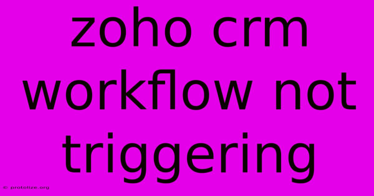 Zoho Crm Workflow Not Triggering